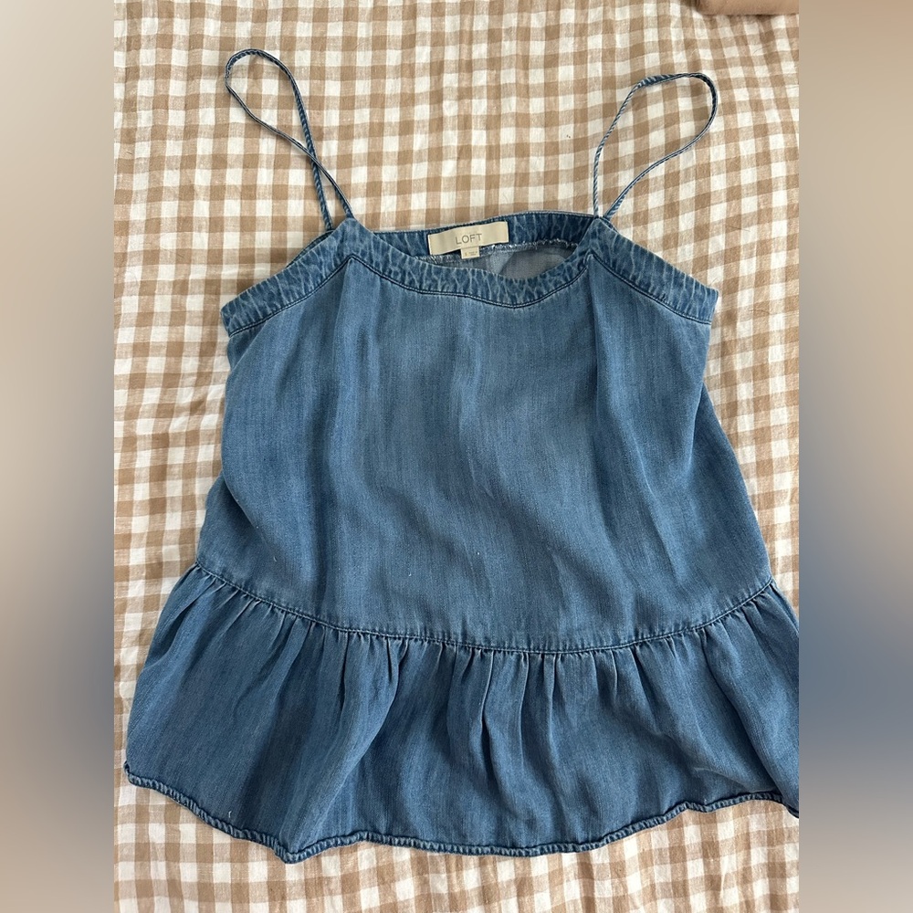 LOFT Denim Blue Peplum Top
